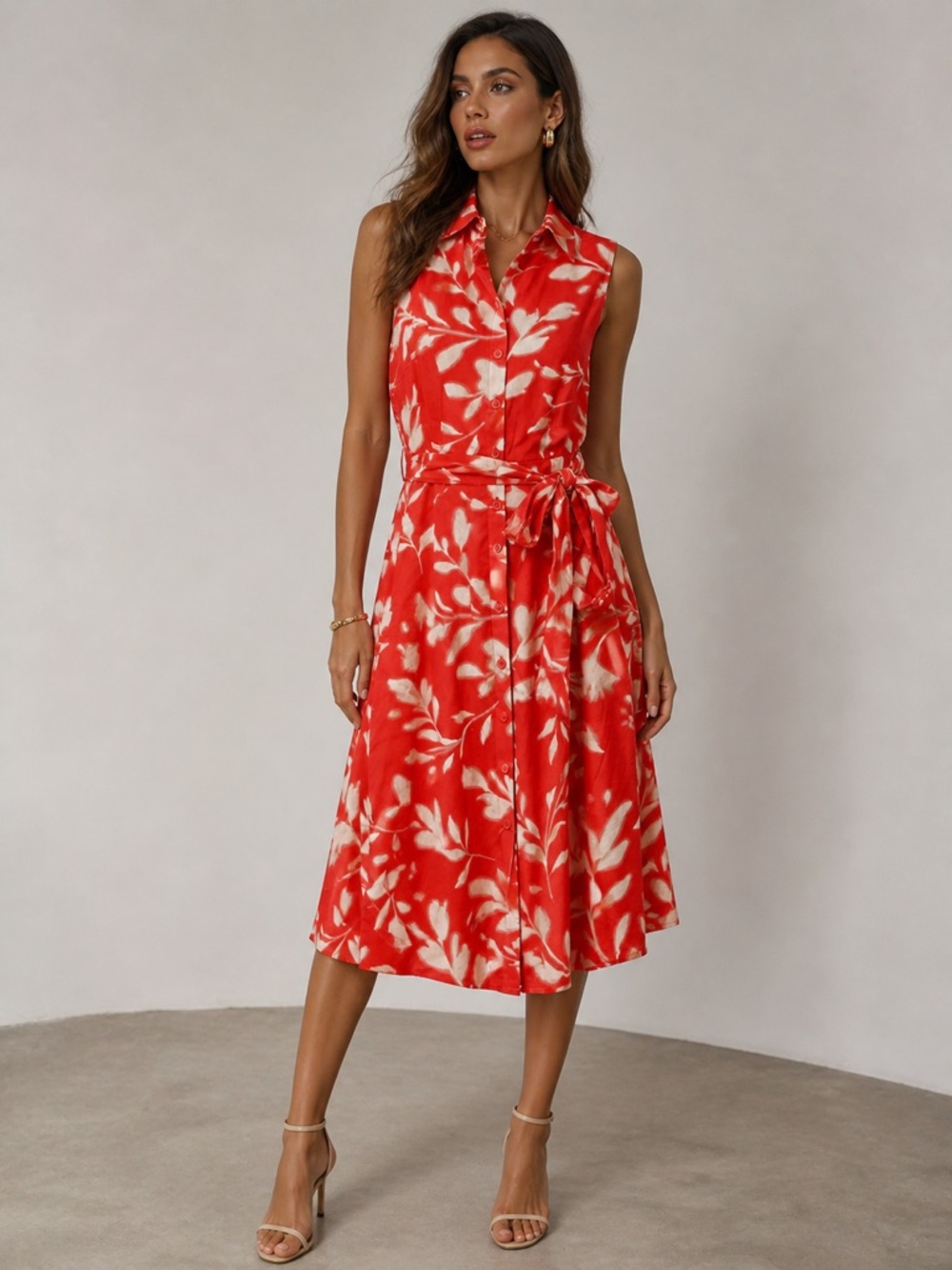 Calvin Klein Red Floral Shirt Dress | NWT | Size 6 | 100% Cotton